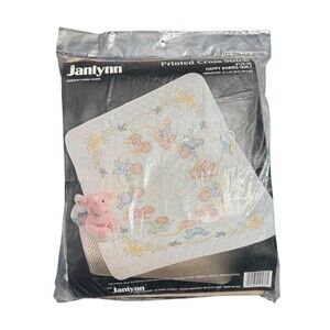 Vintage Janlynn Printed Cross Stitch #125-36 Happy Babies Quilt 34 X 43 Inches